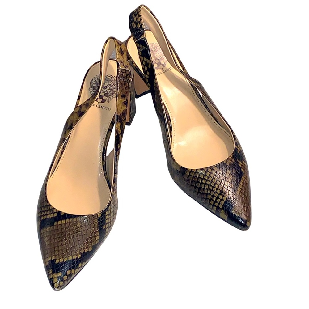 Vince Camuto Hamden Snake Print Slingback Heels 8